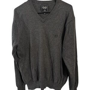 Chaps Men’s Large Cotton Cashmere V-Neck Sweater Gray Classic